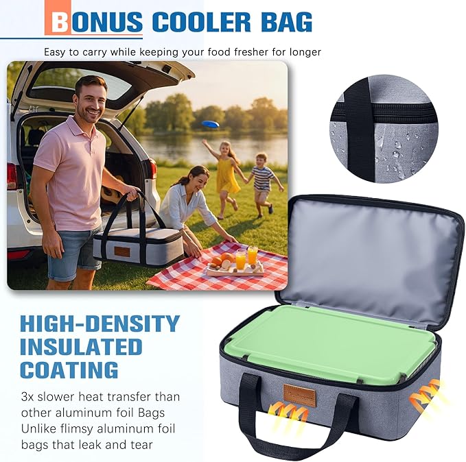 Chilled Portable Snackle Box Container Insulated Bag Keep Food Warm 12 Compartment Divided Serving Tray Reusable Ice Pack Road Trip Essentials for Charcuterie Snack Picnic Beach Birthday Gift