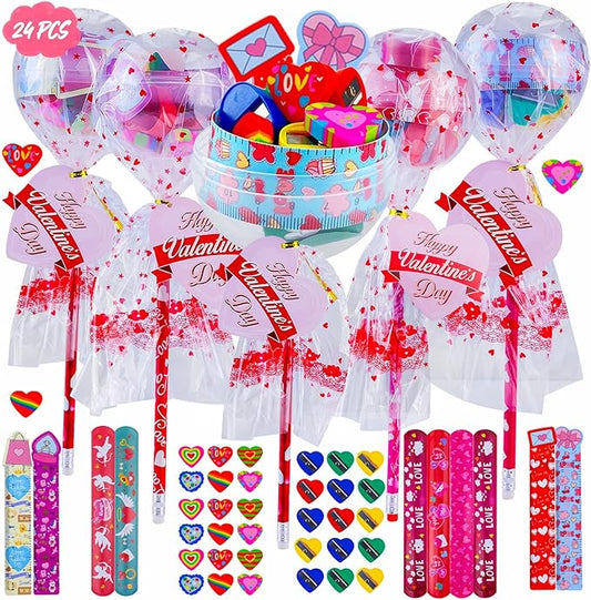 24Pack Valentines Day Gifts Giant Lollipop Stationery with Valentine Cards, Perfect for Exchange Party Supplies Classroom Exchange School Boys Girls Party Favors Party Favors Goodie Bag