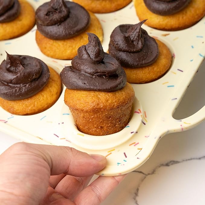 BAKE BOSS Silicone Mini Muffin Pan 12 Count – Non-Stick Muffin Pans for Baking, BPA-Free Silicone Cupcake Pans for Baking, Easy Release, Metal Handles, Oven & Dishwasher Safe