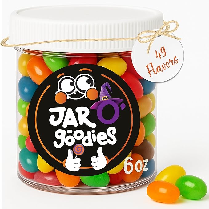 Jar O' Goodies - Valentines Day Sweet Treats, 49 Assorted Flavors Jelly Beans Gift Set, Original Chewy Candies (6 Ounce, 1 Pack) Party Favor - Gluten & Nut Free, Kosher Parve