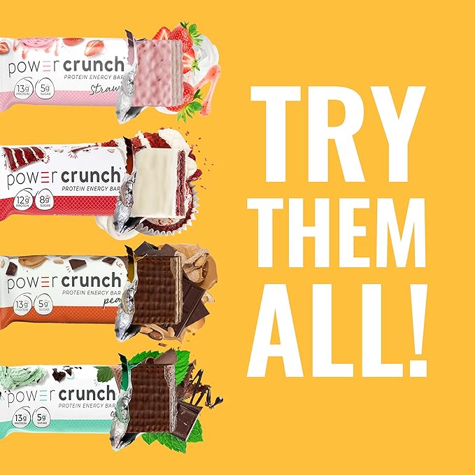 Power Crunch Protein Wafer Bars, High Protein Snacks with Delicious Taste, Strawberry Crème, 1.4 Ounce (12 Count) (Pack of 2)