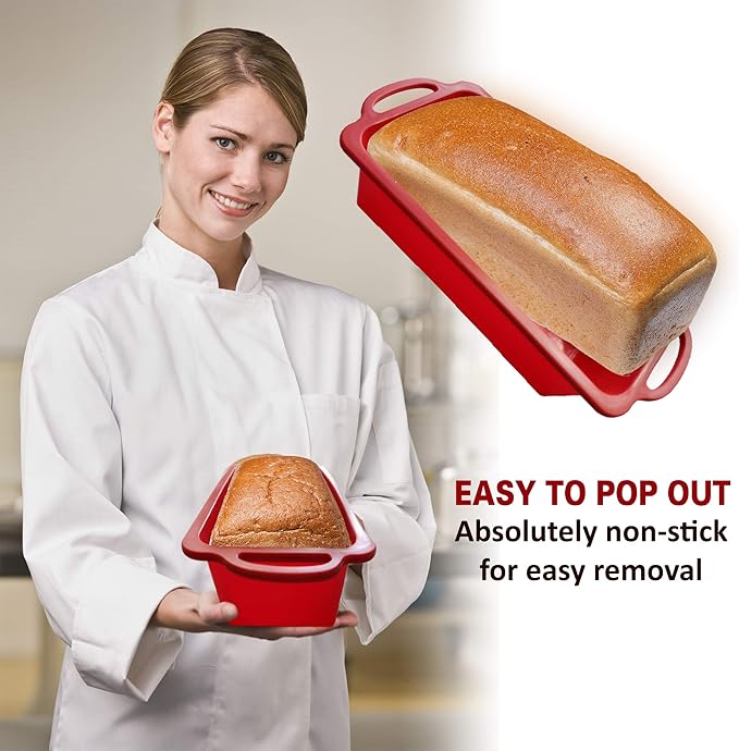 BAKE BOSS Silicone Bread Loaf Pan - Non Stick Silicone Loaf Pans for Baking - Meatloaf Bread Pans - BPA free Perfect for Oven & Dishwasher safe