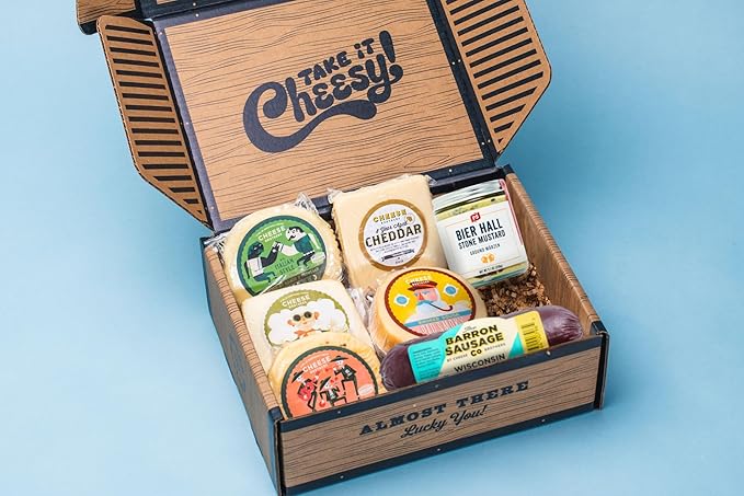 Cheese Bros. World's Cheesiest Dad Father's Day Gift Box | Wisconsin Made | Includes Italian Fratello, Gouda, Aged Cheddar, Classic Mustard and Artisan Salami | Great Food Gifting Idea!…
