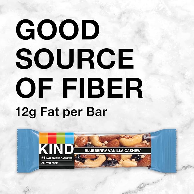 KIND Bars, Blueberry Vanilla Cashew, Healthy Snacks, Gluten Free, 5g Protein, 12 Count (Pack of 2)
