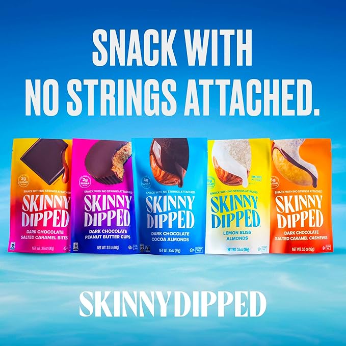 SkinnyDipped Birthday Cake Cashews, Healthy Snack, Plant Protein, Gluten Free, 3.5 oz Resealable Bags, Pack of 5