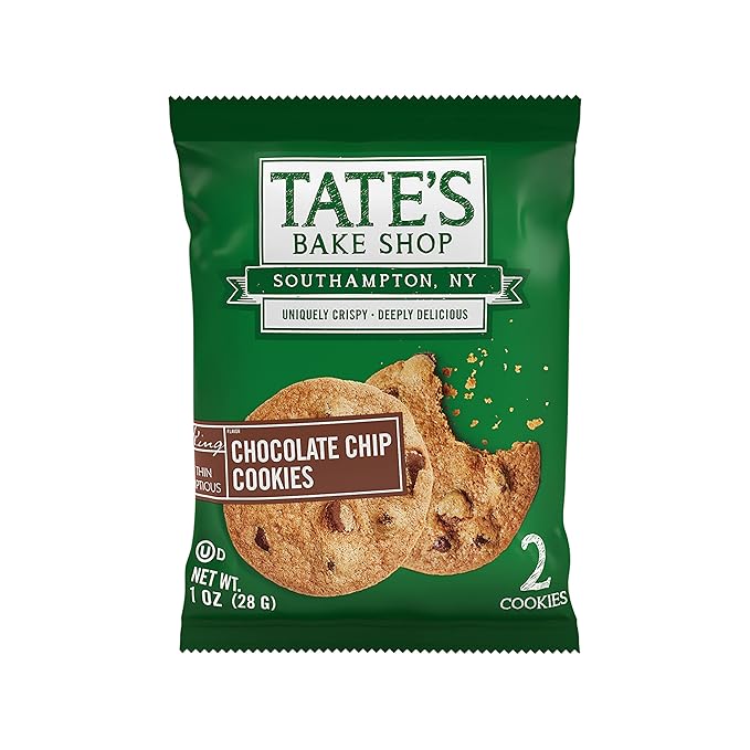 Tate’s Bake Shop Chocolate Chip Cookies, 16 – 2 Cookie Snack Packs (2 Boxes)