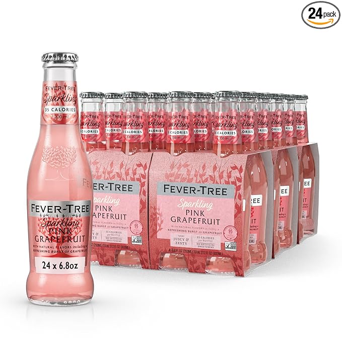 Fever-Tree Sparkling Pink Grapefruit – Premium Soda Mixer for Cocktails and Mocktails, 6.8 fl oz Bottles, Pack of 24 – Naturally Sourced, Non-GMO