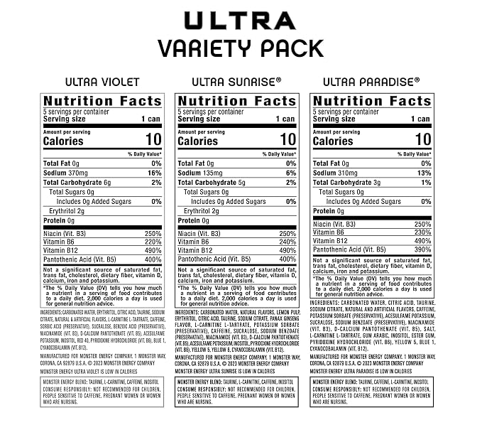 Monster Energy Ultra Variety Pack, POP, Sugar Free Energy Drink, 16 Ounce | Pack of 15