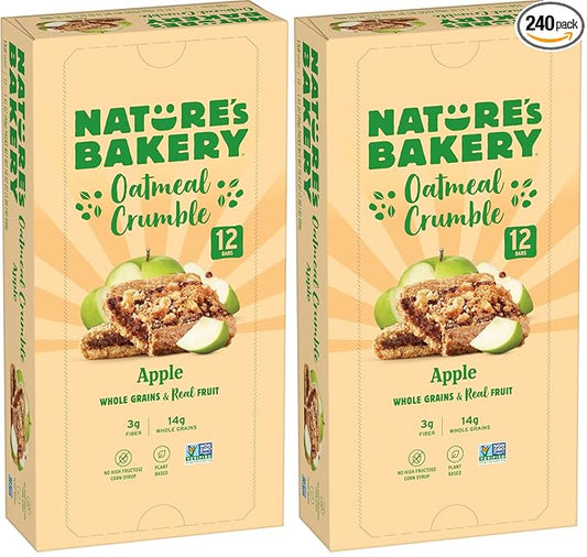 Nature's Bakery Oatmeal Crumble Bars, Apple, Real Fruit, Vegan, Non-GMO, Breakfast Bar, 1 Box With 12 Twin Packs (12 Twin Packs) (Pack of 2)