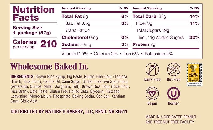 Nature’s Bakery Gluten Free Fig Bars, Original Fig, Real Fruit, Vegan, Non-GMO, Snack bar, 7 boxes with 12 twin packs (84 twin packs)