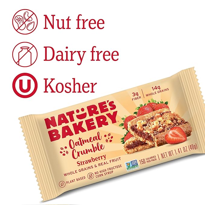 Nature’s Bakery Whole Wheat Fig Bars, Blueberry, Real Fruit, Vegan, Non-GMO, Snack bar, 6 Count (Pack of 6)