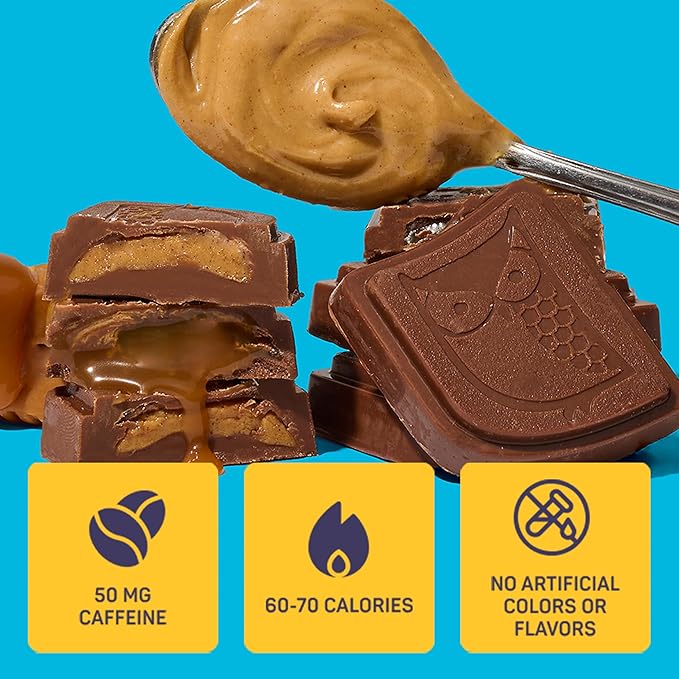 AWAKE - Caffeinated Chocolate Bites - 50mg Caffeine per bite - Winter Wake Up Variety Pack (3 Flavors), 50 Bites - Peanut Butter, Milk, & Caramel - Energy Bites - Coffee Alternative - Fairtrade, Gluten Free, Non GMO - 0.48oz each