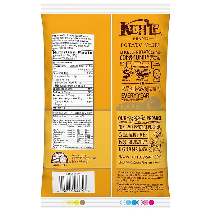 Kettle Brand Potato Chips, Honey Dijon Bags, 2 Ounce (Pack of 24)