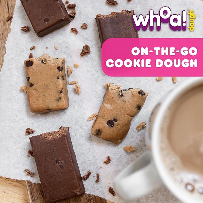 Whoa Dough Best Sellers Edible Cookie Dough Bars- Certified Non-GMO, Kosher and Gluten Free Bars - Healthy Snack Foods - Plant Based Snacks - Real Ingredients - Variety Pack (6 Bars)