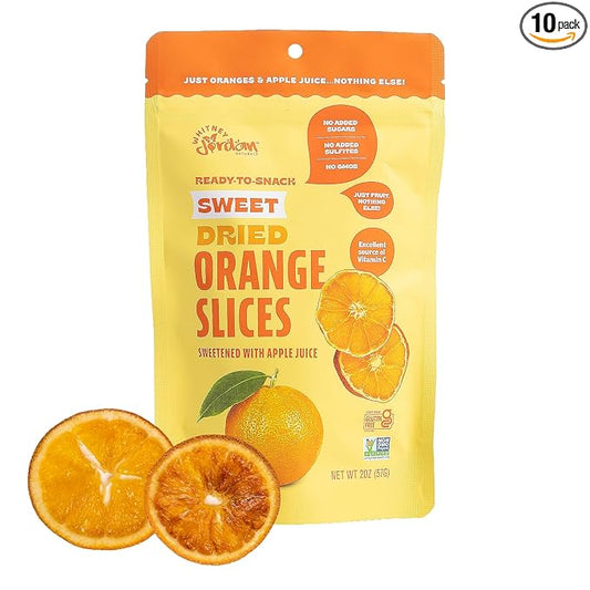 Whitney Jordan Naturals Air-Dried Orange Slices 2 Oz, Pack of 10 - Dried Fruit Snack Made from Real Oranges - Gluten-Free, Vegan, Chewy Real Fruit for Healthy Snacking On-the-Go