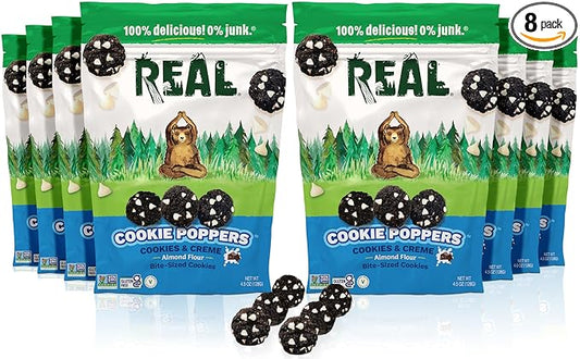 REAL Cookies and Creme Mini Cookie Poppers – Bite-sized Gluten Free Semi Soft Baked – Dairy Free, Vegan, Kosher, Paleo – Delicious Cookies and Creme (4.5 oz, 8 Pack)