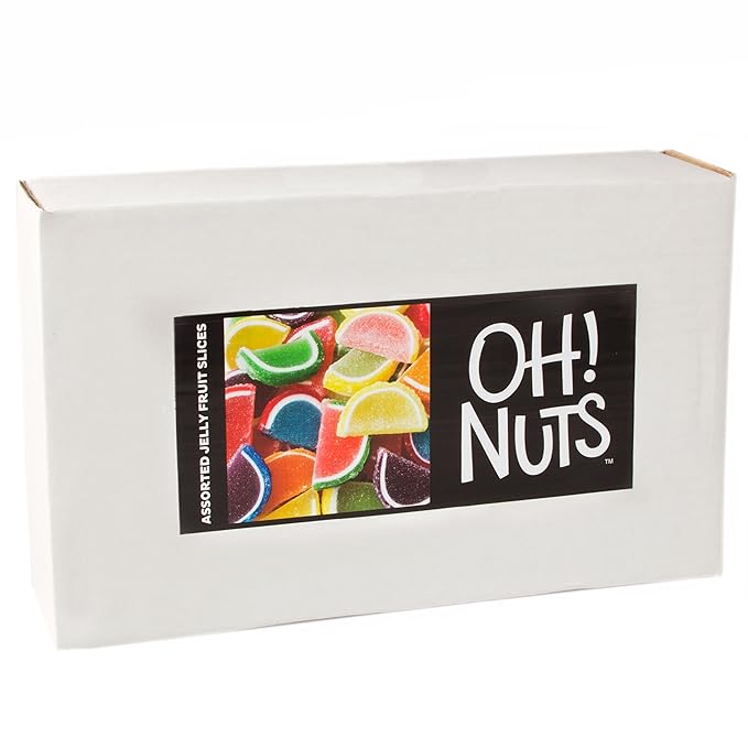 Oh! Nuts Jelly Fruit Slices Large Assorted Sugar Candy - 5lb Bulk Bag | Traditional Old Fashioned Chewy Gummy Sweet Confectionery | Vegan, Gluten-Free, Kosher Certified Pareve (150 CT)