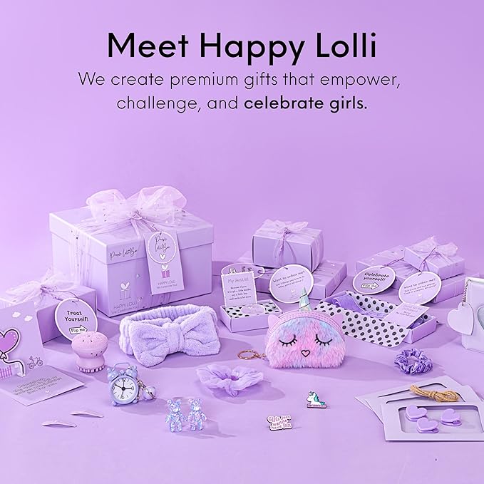 HAPPY LOLLI LolliBox Birthday Gift for Tween & Teen Girls Ages 8–15, Ready to Gift Surprise Box with Empowering Challenges