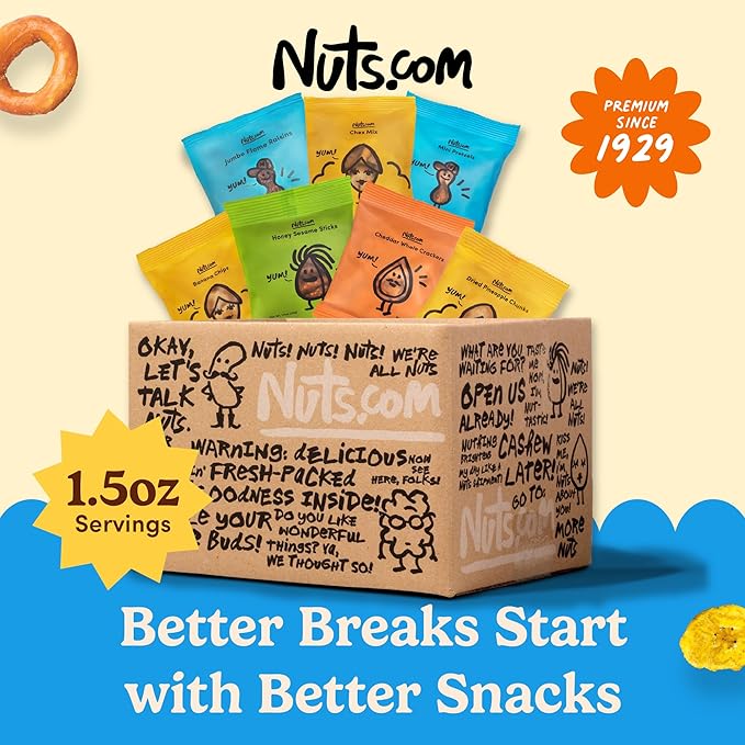 Nuts.com Office Bulk Nut-Free Box - 70 Count Assorted Variety Pack with Pretzels, Cheddar Whales, and Dried Fruit - Healthy Snack Mix for Winter, Valentine's Day and Care Package Gifts