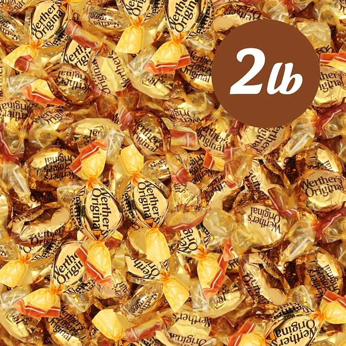 Werther's Original Hard, Creamy Filled & Chewy Caramel Candies, 2 LB Mix – Individually Wrapped Classic, Soft & Creamy Caramels – Made with Real Butter & Fresh Cream – Bulk Bag for Sharing