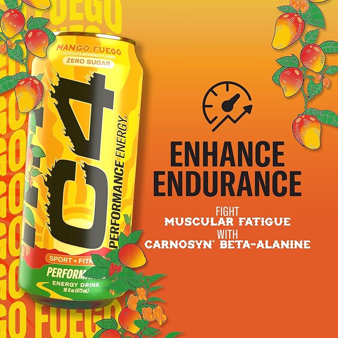 Cellucor C4 Performance Energy Drink - Mango Fuego, 16 Fl Oz Can