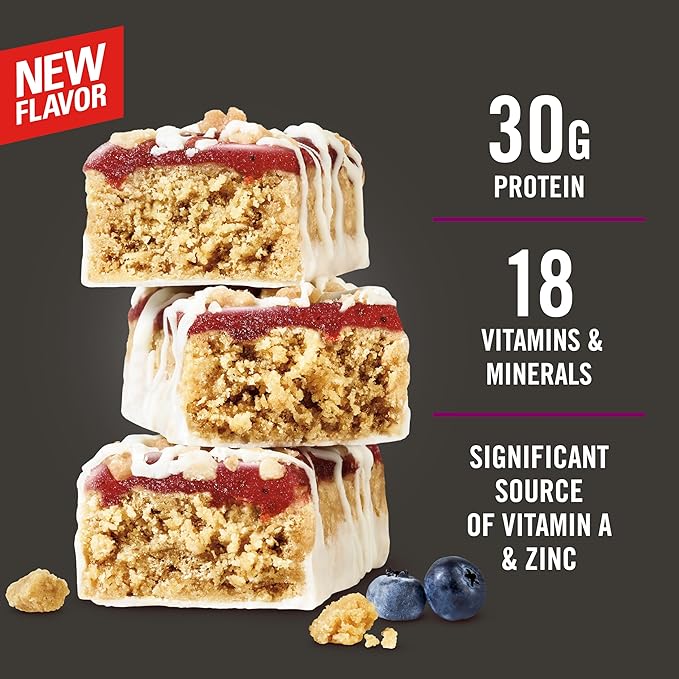 MET-Rx Big 100 Colossal Protein Bars, Blueberry Cobbler, Meal Replacement Bars, 4 Count