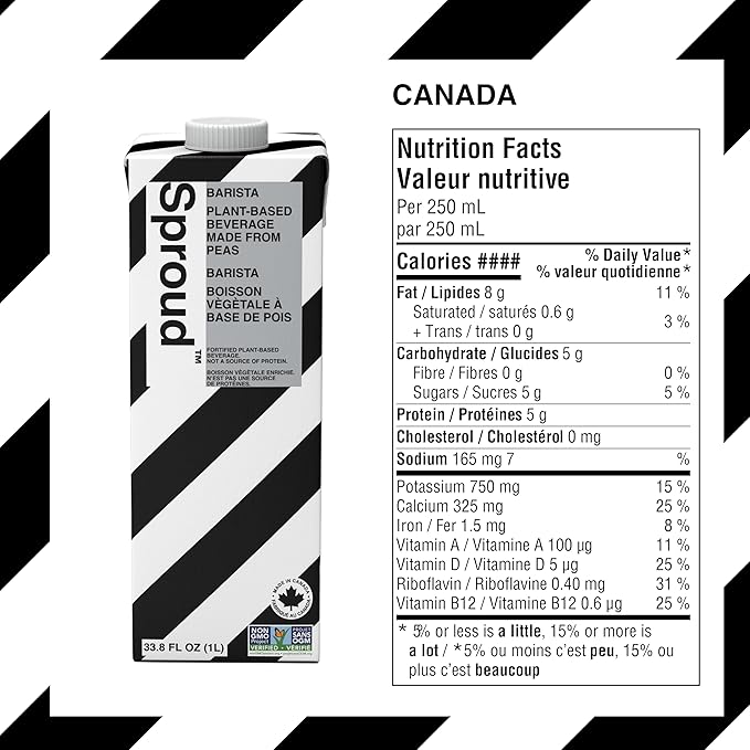 SPROUD Dairy Free Milk BARISTA Flavor, Vegan Milk with Plant-Based Pea Protein, Shelf Stable Non-GMO, 1 Liter (Pack of 6)