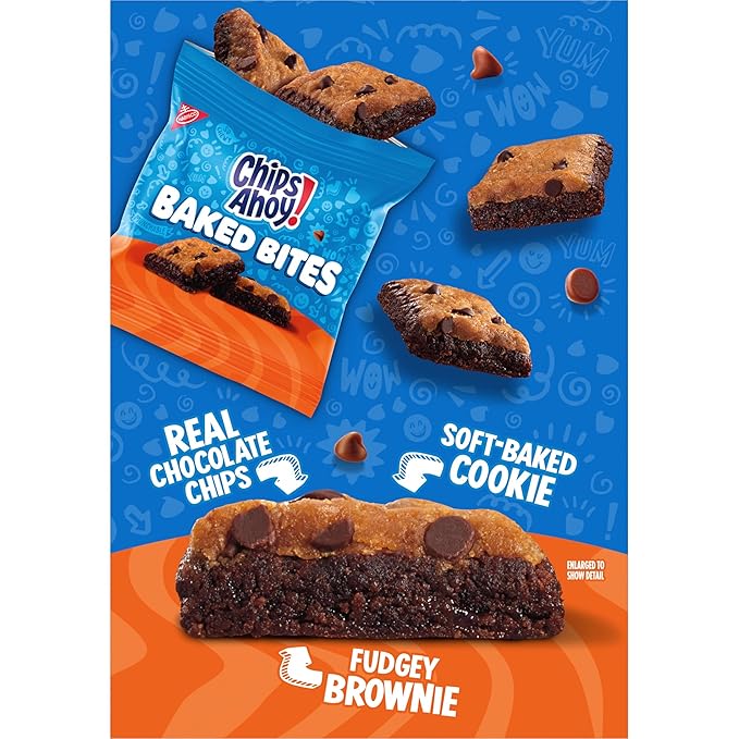 CHIPS AHOY! Baked Bites, Brookie, 5 - 1.4 oz Snack Packs (5 Bites per Pack)