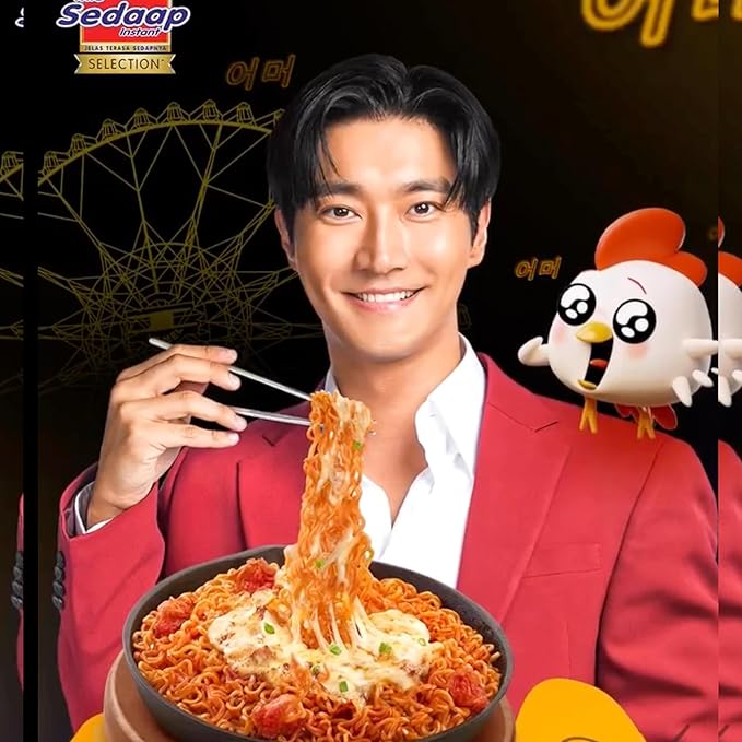Mi Sedaap Korean Cheese Buldak Spicy Chicken Instant Noodles (Pack of 10)