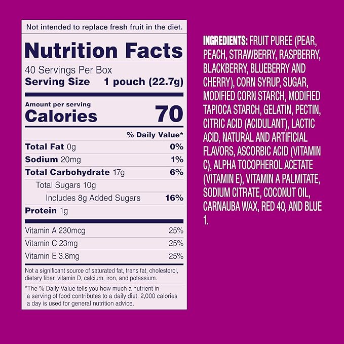 Welch's Fruit Snacks, Berries 'n Cherries, Gluten Free, Bulk Pack, 0.8 Ounce - 40 Count (Pack of 5)