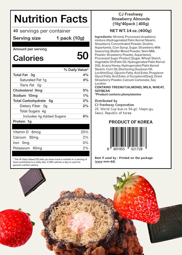 Korean Food CJ Freshway Chocolate Strawberry Crunch Roll Snack 13.8 oz (30 Individually Wrapped Pieces) – Crispy Korean Grain Roll with Strawberry Cream Filling