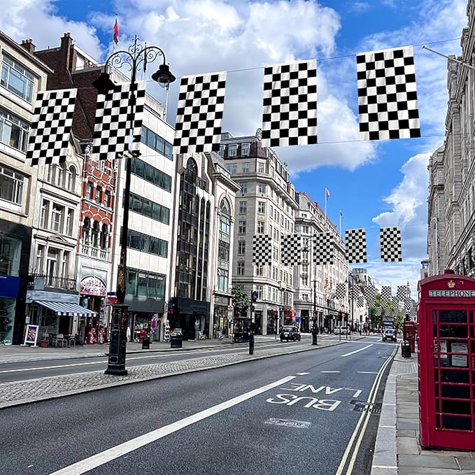 AhfuLife Checkered Flag 3x5 Ft, Large Black and White Racing Flags - Double Side with Brass Eyelets for Race Car Party, Garden Decoration Indoor Outdoor