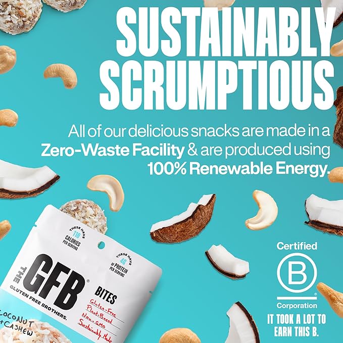 The GFB Coconut Cashew Protein Bites - Gluten Free, Plant Based, Non GMO, Sustainably Made – Ridiculously Tasty, Healthy, Vegan, Protein Energy Balls, 4 oz (4 Count)