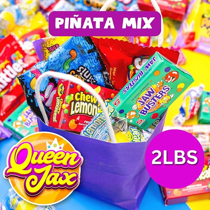 Pinata Candy Mix- Assorted Candy Variety Pack - 2 lb - Individually Wrapped - Piñata Mix - Sour Candies, Bubble Gum, Fruity Sweets, Chewy Sweets- Large Bulk Candies For Party Bags