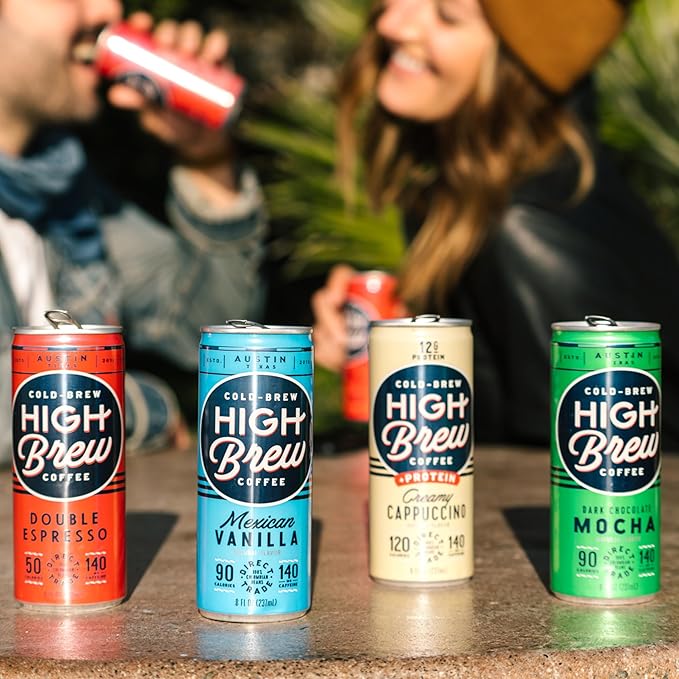 HIGH Brew Coffee Cold Brew Coffee + Protein, Creamy Cappuccino, 8 Oz Can, 12/pack