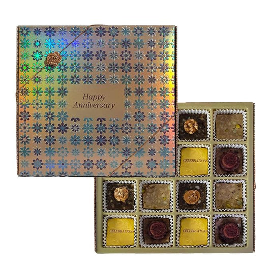 Laumière Gourmet Fruits - Superfood Parfait Collection [Happy Anniversary Edition] - Square (16 Pcs) - Healthy Gift Basket - Dried Fruit Gift Basket - No Added Sugar - Gluten Free