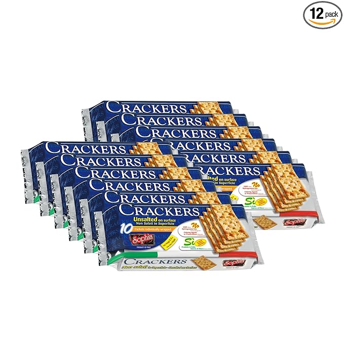 Sophia Cracker Italian Unsalted 8.8oz (12-pack) | Premium Without Salt | Unsalted Crackers for Cheese Boards & Pantry | Club-Style Crackers with Crisp Crunch | Pantry Staples Snack