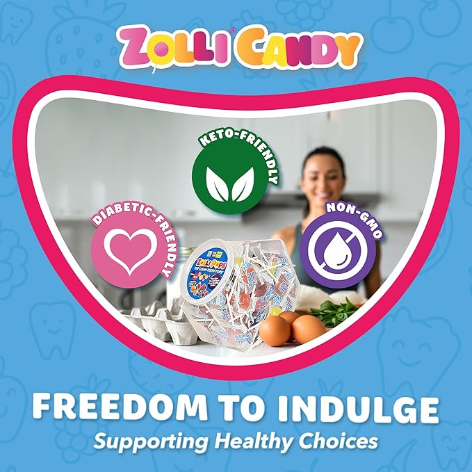 Zollipops Clean Teeth Pops Sugar Free Candy with Xylitol, Dye-Free Lollipops - Keto & Diabetic-Friendly, Dentist-Approved Treats for Kids (Natural Fruit Flavors, 29 oz)