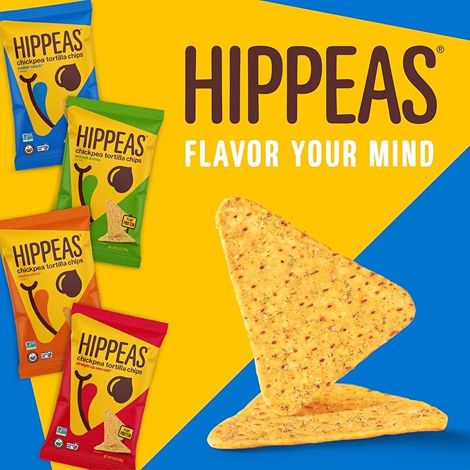 HIPPEAS Chickpea Tortilla Chips, Nacho Vibes Gluten Free Snacks, Dairy Free, Vegan, 1oz, Pack of 18, 3g Protein, 3g Fiber, Crunchy, Nutritious, Plant Protein Snack, Non-GMO, Kosher