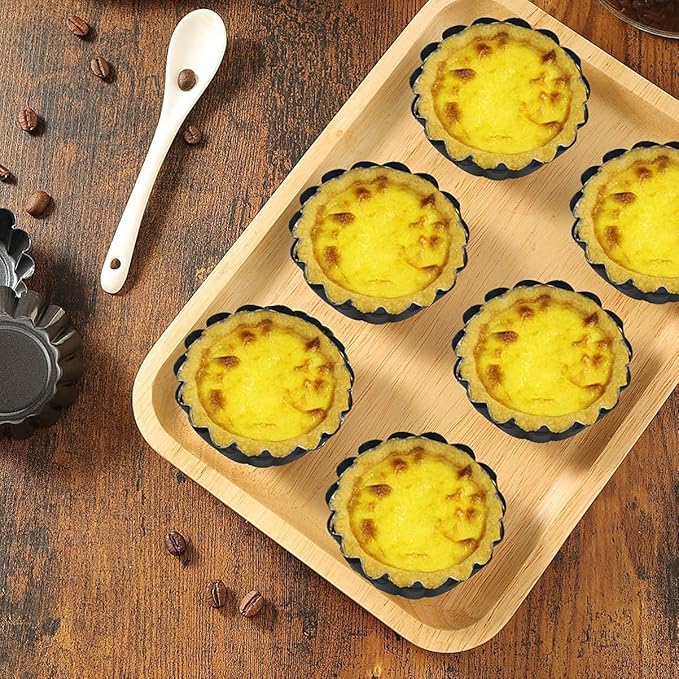 Xstronq Egg Tart Molds 12PCS Tart Pan 3inch, Mini Carbon Steel Non Stick Tart Pans, Tart Molds For Baking (3 inch)