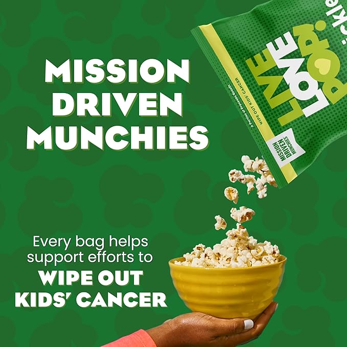 Live Love Pop Dill Pickle Flavored Gourmet Popcorn, 4.4 Oz (Pack of 6), Healthy Snack, Gluten Free, Vegan & Non-GMO, Mission Driven Munchies