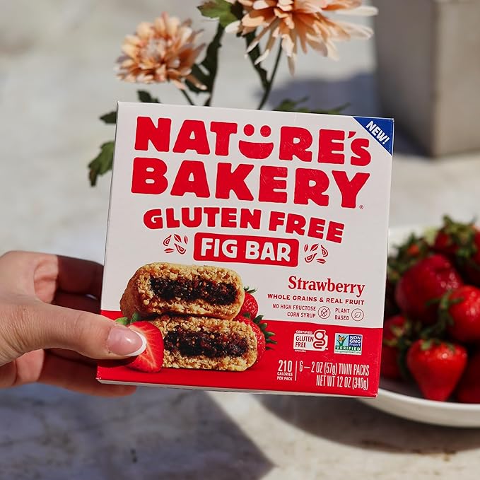 Nature’s Bakery Gluten Free Fig Bars, Strawberry, Real Fruit, Vegan, Non-GMO, Snack bar, 6 boxes with 6 twin packs (36 twin packs)