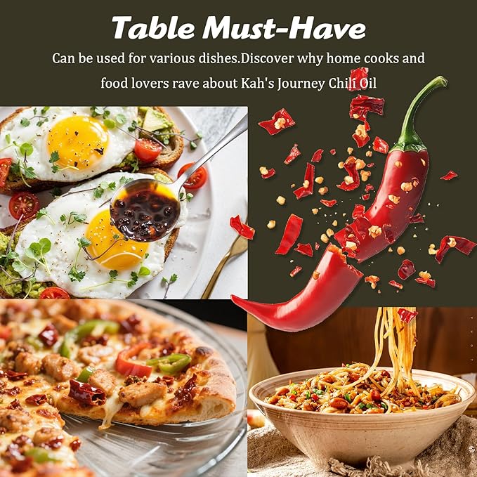 Kah's Journey Xtra Spicy Original Szechuan Chili Oil - 15.87oz (450g) Spicy Chili Crisp, Vegan, Sugar Free Hot Sauce, Great for Noodles, Dumplings, Vegetables, Meats