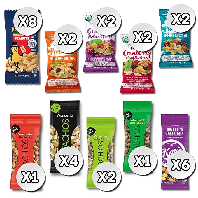 American Snacks Treasure Series No. 1 "THE EXECUTIVE CRUNCH" | Healthy Snacks Variety Pack: 30 Assorted Nuts Individual Packs Bulk – Cashew, Pistachios, Mixed Nuts, Low Calorie Snacks for Men & Women