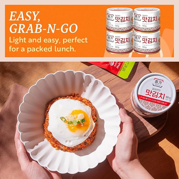 Spicy Premium Cabbage Kimchi Napa [Pack of 4 (Can)] - [Stir Fry] - Fermented Kimchi | Long Shelf Life | Spicy Korean Pickled Cabbage | Perfect for Ramen, Rice & Stir-Fries - JONGGA