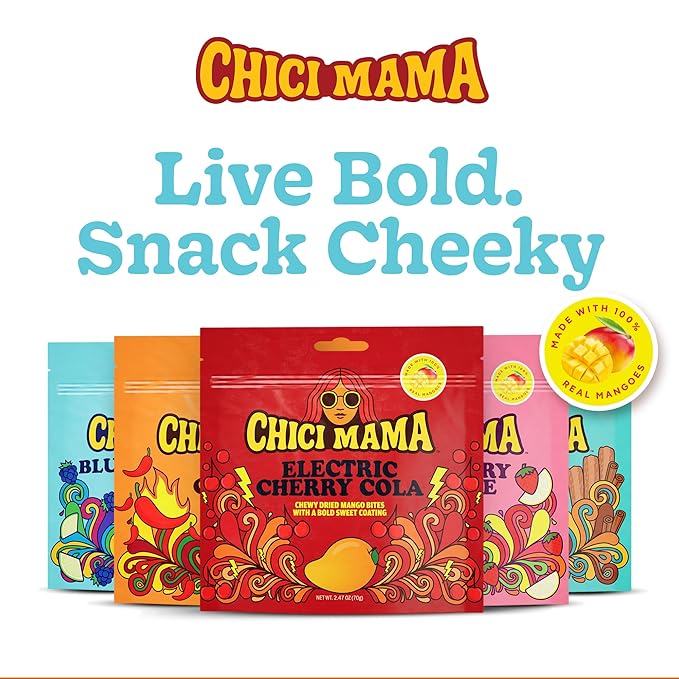 Chici Mama Chewy Mango Bites Variety Pack – 5 Flavors | Made with Real Mango | Fun, Juicy Candy-Alternative Treats | Gluten-Free, Plant-Based, & Free of Major Allergens | Better-For-You Snack | 5 Pack – 70g Each