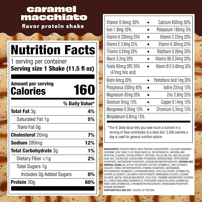 Premier Protein Shake COFFEEHOUSE, Caramel Macchiato, 30g Protein, No Added Sugar, 24 Vitamins & Minerals to Support Immune Health, 11.5 fl oz, 12 Pack