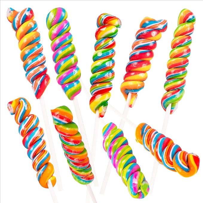 Rainbow Twist Lollipops Swirl 18 PCS- Spiral Twisty Lollipop - Bulk Lolipop Candy Suckers Treats - Swirly Candies for Birthdays Party Favors and Goodie Bags - Easter Basket Fillers for Kids