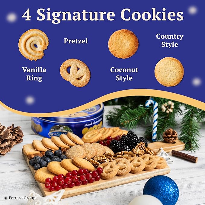 Royal Dansk Danish Butter Cookies, Original Assortment, Great for Sharing and Gifting, 5.64 oz (1 Pack)