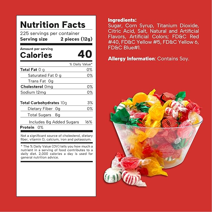 Hard Candy Party Mix | 6 Pound Bulk Bag | Starlight Mints, Strawberry, Cinnamon, Butterscotch, Fruit Flavors | Hard Candy Individually Wrapped - Approx. 450 Count